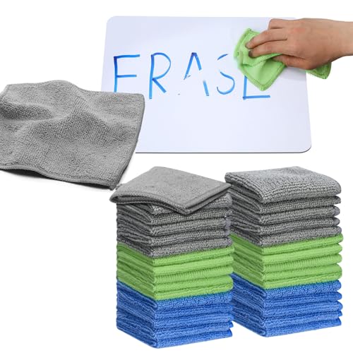 Tanlade 30 Pcs Dry Erase Cloth,6 X 6 Inch,Gray/Green/Blue - color: Gray/Green/Blue, size: 6 x 6 Inch