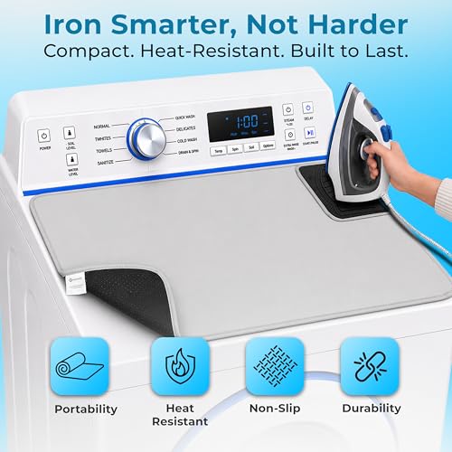Handy Laundry Portable Ironing Mat - Easily Change Any Flat Surface into an Ironing Board. Features Silicone Slip Resistant Iron Rest to Safely Place Your Hot Iron. Easy to Take Along When Traveling. - style: Regular