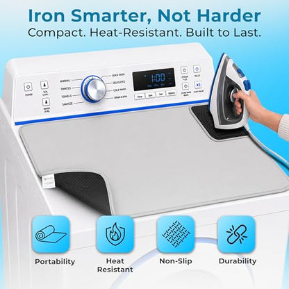 Handy Laundry Portable Ironing Mat - Easily Change Any Flat Surface into an Ironing Board. Features Silicone Slip Resistant Iron Rest to Safely Place Your Hot Iron. Easy to Take Along When Traveling. - style: Regular