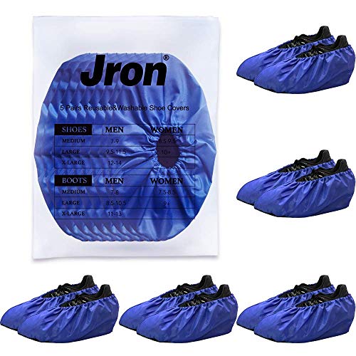 Jron 5 Pairs Premium Reusable Washable Shoe Cover Boot Covers for Contractors (Blue, 5 Pairs | US 7-9 For Shoes/US 7-8 For Boots) - color: Blue, size: 5 Pairs | US 7-9 For Shoes / US 7-8 For Boots