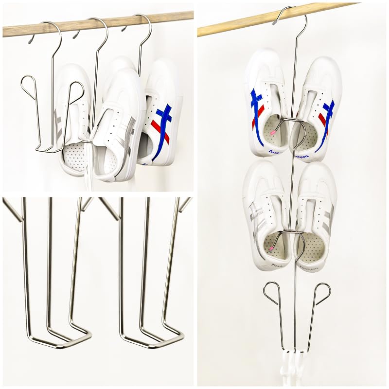 Stainless Steel Shoe Drying Rack 4 Pack, Shoe Hanger(Silver B) - color: Silver B