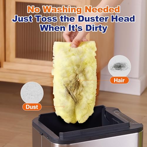 JOYMOOP Scented Telescopic Duster kit, 3FT Extendable Handle (Yellow) + 48 Yellow Refills for Swiffer Feather Duster,Easy Cleaning for Ceilings, Ceiling Fans, Blinds, Vents & Shelves - color: Yellow[extendablehandle]*1+yellow[refills]*48