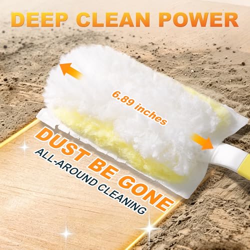 JOYMOOP Disposable Electrostatic Duster for Cleaning, with 2 Handles & 24 Ct Yellow Heavy Duty Refills for Swiffer Feather Duster, Household Cleaning Tool for Electronics, Dusting Furniture, Blinds - color: Yellow Handle With Yellow Refills