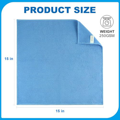Microfiber Cleaning Cloths – 50 Pack, 15"x15" Ultra Soft, Lint-Free, Quick-Dry Towels for Cleaning Car, Home, Kitchen & Garage – Reusable Microfiber Rags