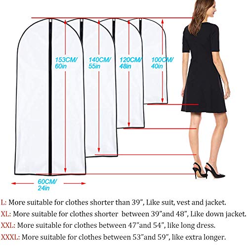 Garment Bags for Hanging Clothes 24"x 48" Suit Covers for Closet Garment Bag Suit Cover for Suits Jacket Dresses Clothes Storage - color: Black, size: 24''X48''