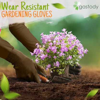 Long Sleeve Gardening Gloves for Women & Men, Long Cuff Garden Gloves - color: Black and Brown, size: Medium