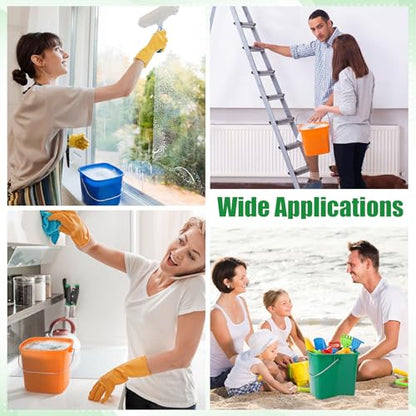 Zhehao 6 Pcs 3 Quart Small Sanitizer Cleaning Bucket, Orange, Green, Blue - color: Orange, Green, Blue