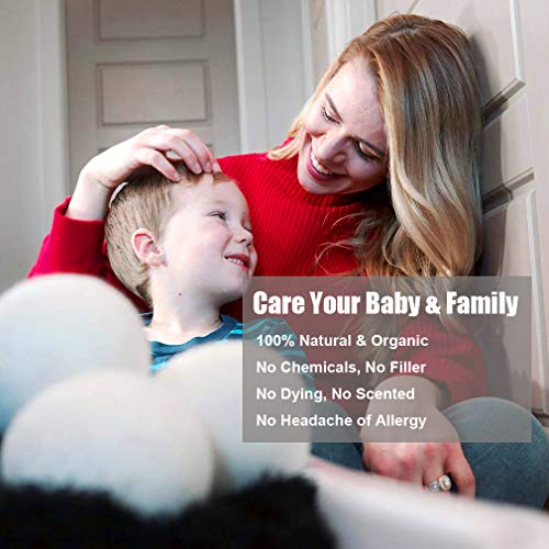 Wool Dryer Balls 6 Pack, 100% New Zealand Wool to Core - color: 3.0"-white-6pcs
