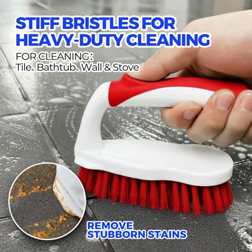 Holikme 6 Pack Cleaning Brush Scrub Brush Kitchen Brush for Floor,Red - color: Red