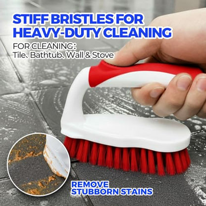 Holikme 6 Pack Cleaning Brush Scrub Brush Kitchen Brush for Floor,Red - color: Red
