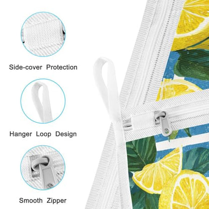 Mesh Laundry Bags Lingerie Bags for Washing Delicates 2 PCS Durable Wash Bag with Zipper Small and Medium Washable Blue Striped Summer Lemons - color: Blue Striped Summer Lemons