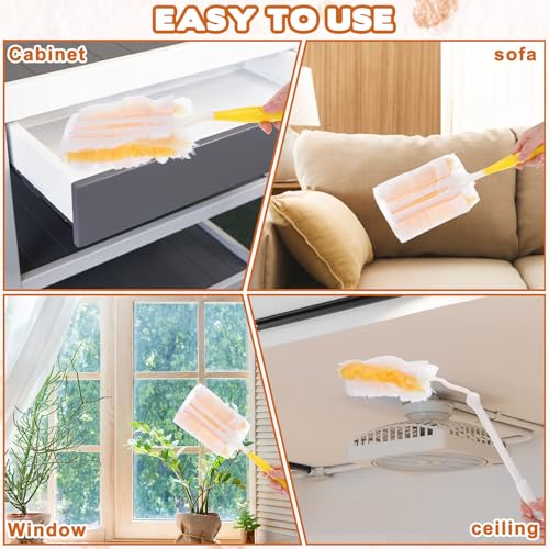 2Pcs Replacement Handles Compatible with Swiffer Duster Refill, Duster Extendable Handle, Adjustable Length Handles Only (Telescopic Handle + Short Handle