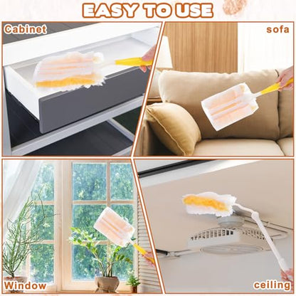 2Pcs Replacement Handles Compatible with Swiffer Duster Refill, Duster Extendable Handle, Adjustable Length Handles Only (Telescopic Handle + Short Handle