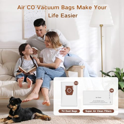 12 Pack Dust Bags Compatible with Miele Pure Air CO 3D Vacuum Cleaners Bag - size: Air CO-M1 Series Bags 12 Pack