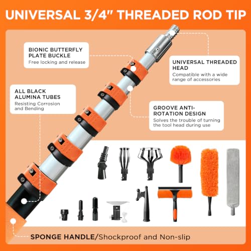 26FT High Reach Duster Cleaning Kit with Extension Pole 4-21FT