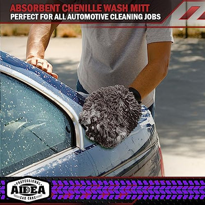 AIDEA Car Wash Mitt Microfiber, 2PK, Car Wash Brush, Grey, 8''X12'' - color: Grey, size: 2PK-8''X12''