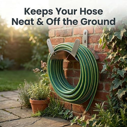 Gardzen 304 Stainless Steel Garden Hose Holder, Heavy Duty Wall Mounted Hanger, Rust-Resistant Outdoor Storage Rack for Backyard, Fence, Garage & Shed (Pack of 2) - size: 2 Pack