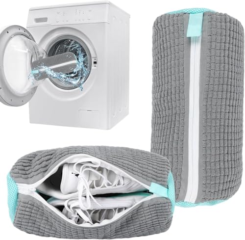 Reusable Shoe Washing Machine Bag & Shoes Laundry Bag for Washer and Dryer, with Self-Locking Zipper, 360° Deep Cleaning, Protects Shoes & Washer – Also Acts as Shoe Dryer Bag for Sneakers (2, grey)