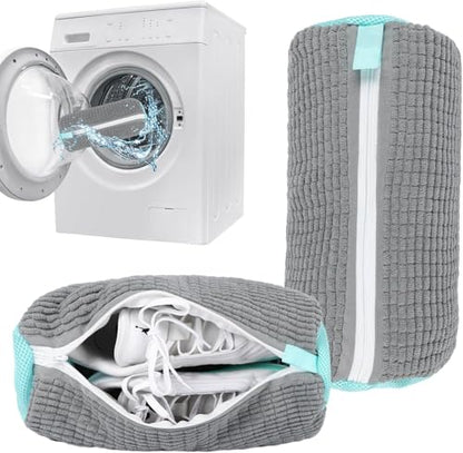 Reusable Shoe Washing Machine Bag & Shoes Laundry Bag for Washer and Dryer, with Self-Locking Zipper, 360° Deep Cleaning, Protects Shoes & Washer – Also Acts as Shoe Dryer Bag for Sneakers (2, grey)