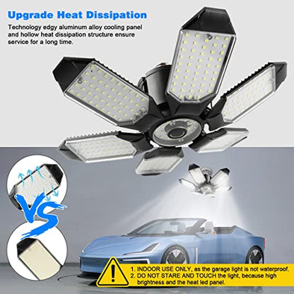 LED Garage Light - 160W LED Garage Ceiling Lights 16000LM Super Bright Garage Lighting with 6 Deformable Panels E26/E27 Screw in Led Shop Lights for Basement Workshop Warehouse Attic - size: 160W - 1Pack