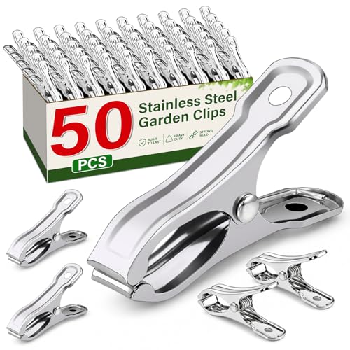 50 Pcs Garden Clamp, Stainless Steel Metal Clip for Garden Netting
