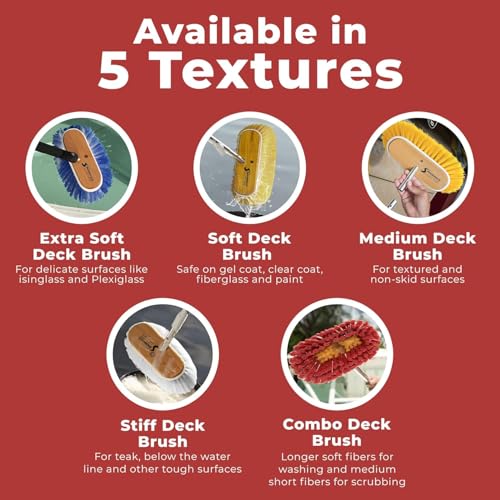 Shurhold Classic Deck Brush – Boat Cleaning Brush with Wood Block, Rubber Bumper & Durable Bristle Design - color: Stiff, White - 10", style: Deck Brush Stiff