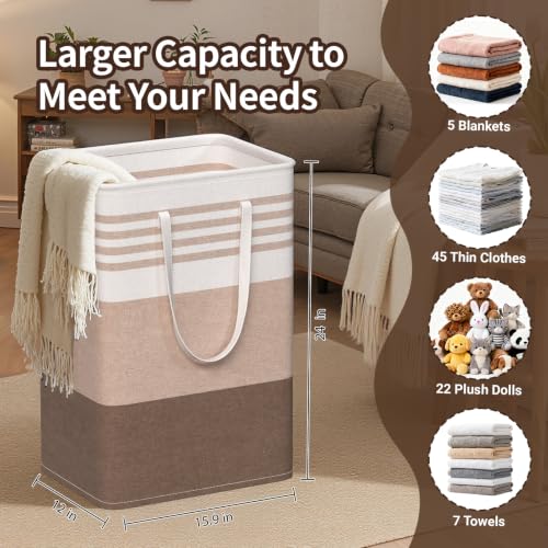 WOWBOX 2 Pack Laundry Baskets, Collapsible Dirty Clothes Laundry Hampers - color: Khaki, size: 75L
