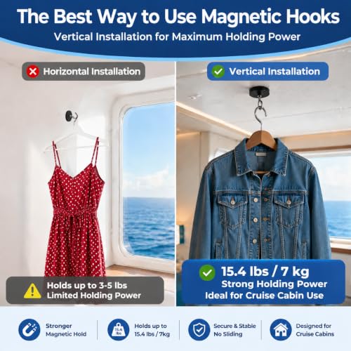 Magnetic Clothesline for Cruise Ship Cabin Approved, Strong Rubber Coated Non-Scratch Magnets, Travel Clothesline for Cruise Ship Essentials 2025