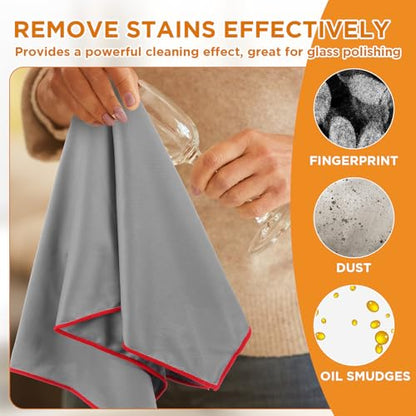 MAQUITA 6 Pcs Wine Glass Polishing Cloths Large Microfiber Cleaning Cloths 24 x 18 Inch Lintless Towels for Drying Wine Glasses Cleaning Window Stemware Dishes Glassware