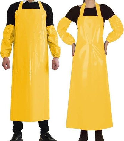 ELEBOX 2 Pack Waterproof Chemical Resistance Safety Apron with Sleeves for Dishwashing, Butchering & Dog Grooming