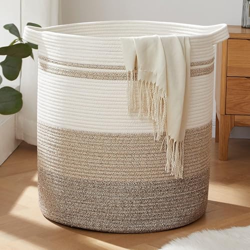 OIAHOMY 80L Laundry Basket Laundry Hamper Nursery Hamper White&Gray - color: Gradient Yellow, size: 19*19*21in