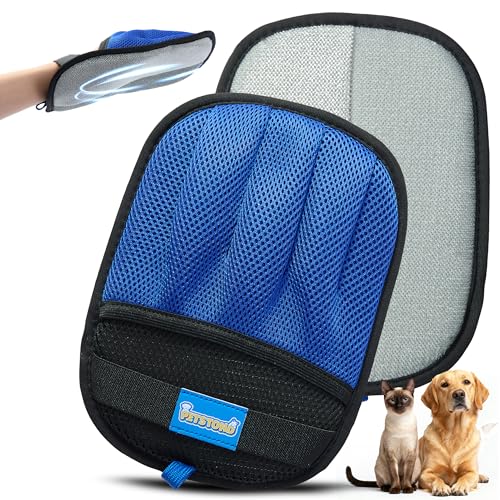 Pet Hair Removal Glove for Dogs & Cats – Lint Remover for Clothes, Reusable Fur & Lint Remover Mitt, Electrostatic Glove with Wrist Strap for Furniture, Couch, Carpet & Car Seat