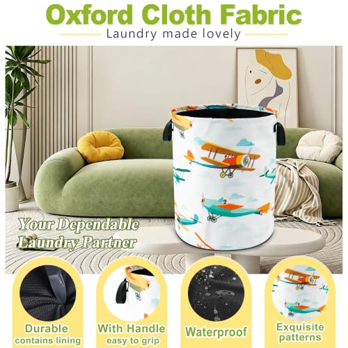Airplane Cartoon Laundry Basket Foldable Waterproof Hamper 18.9 x 16.5 Inch - color: Funny Plane