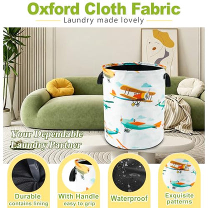 Airplane Cartoon Laundry Basket Foldable Waterproof Hamper 18.9 x 16.5 Inch - color: Funny Plane