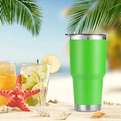 D·S 30 oz Lime Tumbler Double Wall Vacuum Insulated Travel Coffee Mug - color: Lime Green