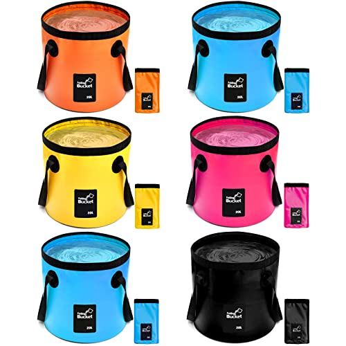 Tessco for you 6 Pcs 5 Gallon Collapsible Bucket with Handle, 5 Colors
