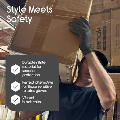 Inspire 6 or 8 Mil HEAVY DUTY Stretch Nitrile Black Gloves Disposable Latex Free - color: Black 8 Mil, size: Small