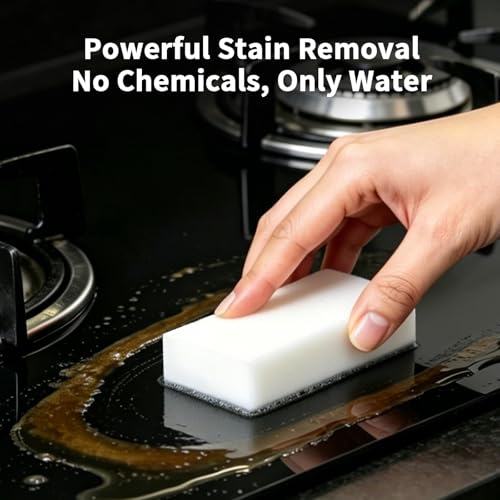 Melamine Foam Cleaning Sponges, 50 Pack Extra Thick Pads, High Density Tear-Resistant Stain Remover, Multi-Surface Cleaner for Kitchen, Bathroom, Shoes, Car, Office