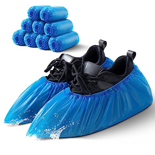 HUADYMEET Disposable Shoe Covers 500 Pairs, Non Slip Waterproof, Blue,Large - color: Blue, size: 1000Pack