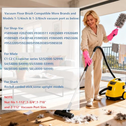 1 1/4 inch(32mm) Vacuum attachments & Brushes for Shark Vacuum Brush 360°with Wheels 12” Wide Hardwood Brush & Adapter Vacuum Floor Brush with Horse Hair Round Dust Brush Attachments for Shark Vacuum