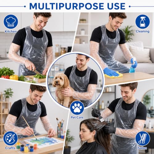 Disposable Aprons with Sleeves 100 Aprons 200 Arm Covers