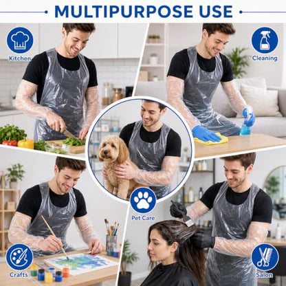 Disposable Aprons with Sleeves 100 Aprons 200 Arm Covers