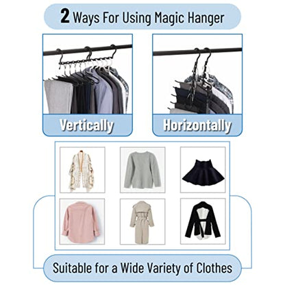 Mr. Pen- Bulk Space Saving Hangers for Clothes, 24 pcs, 5 Slots, Plastic - color: Black