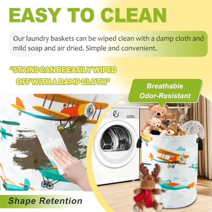 Airplane Cartoon Laundry Basket Foldable Waterproof Hamper 18.9 x 16.5 Inch - color: Funny Plane
