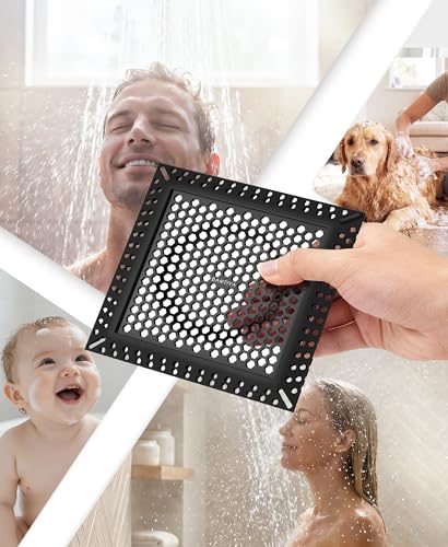 Square Shower Drain Hair Catcher, Anti-Clogging, Black, 4 inch - color: Matte Black, size: 4 inch