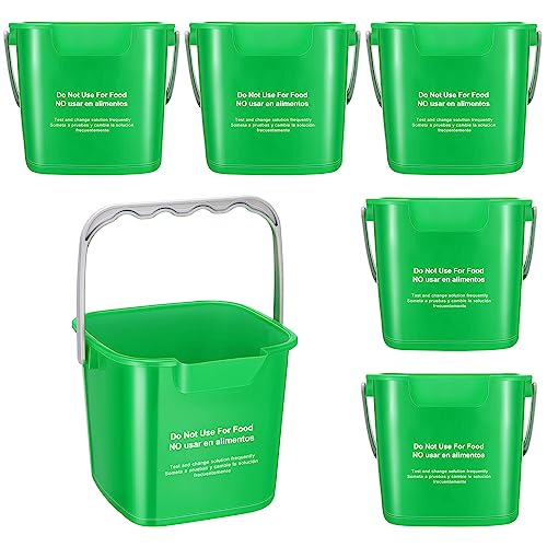 Roshtia 6 Pcs 3 Quart Sanitizing Cleaning Bucket Square, Green - color: Green