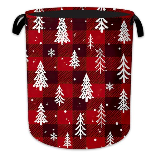 Christmas Tree Laundry Basket, Foldable Oxford Cloth Snowflake Plaid Laundry Hamper with Handles, Tote Bag Clothes Storage Bucket for Laundry Room/Bathroom/Bedroom/Dormitories 20.8"x16" - color: Christmas Tree