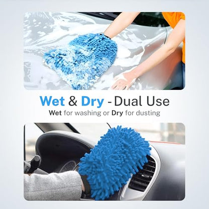 Stayfree SM Arnold Chenille Wash Mitt for Scratch-Free Cleaning, 2 Pack - color: Blue, size: 7.5" x 10.5" (Pack of 2)