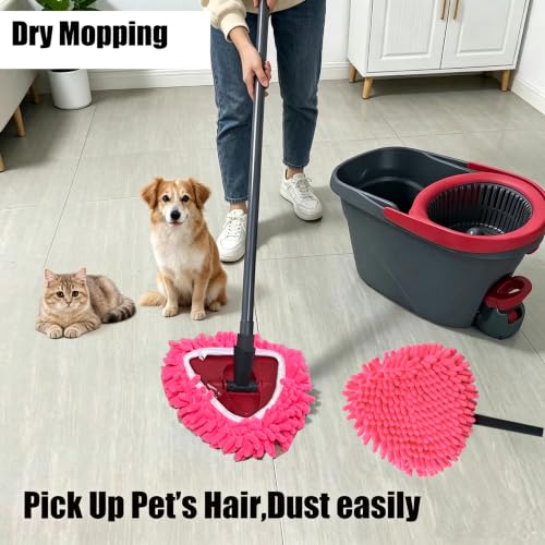 5pcs Red Microfiber Spin Mop Heads for Ocedar Easywring 1 Tank,Duster Chenille Pads
