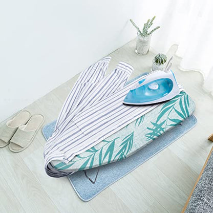 Small Ironing Board Cover Scorch Resistant, Cotton Iron Cover with Padding Heat Reflective Heavy Duty Pad … (Green Leaves, 12.5"x32") - color: Green Leaves